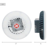 Lámpara LED Portátil 3 en 1 Recargable con Ventilador y Batería Externa, 17x6x17 Cm, Blanco(m-4)