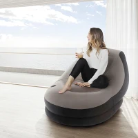 Sillón Hinchable con Reposapiés, 99x130x76 Cm, Gris(m-2)