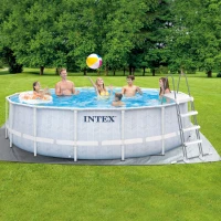 Piscina Desmontable Circular INTEX Prism Frame Premium, 488x488x122 Cm, Gris Claro(m-2)