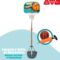 Canasta de Baloncesto Infantil Portátil Ajustable, 46,5x40x165 Cm, Negro(m-2)