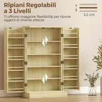 HOMCOM Dispensa 104 cm, 12 rastrelliere spezie, ripiani regolabili, legno naturale.(m-6)