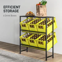 HOMCOM Raft depozitare, ajustabil în înălțime, metal stabil, design compact, capacitate de încărcare 210 kg, Negru(m-4)
