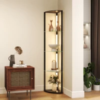 HOMCOM Lampada da Terra con 5 Ripiani e Luce LED, 3 Livelli di Luminosità e Interruttore a Pedale, Nero(m-11)