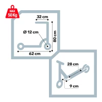 Patinete Infantil 2 Ruedas Plegable Aluminio Manillar Regulable 62x32x80 Cm, Rojo(m-4)