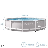 Piscina Desmontable Redonda Intex Prism Frame con Depuradora, 366x76 Cm, Gris(m-4)