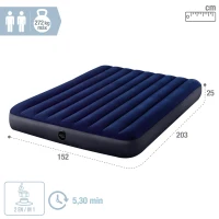 Colchón Hinchable Doble Intex Dura-Beam Classic con Fiber-Tech, 152x203x25 Cm, Beige(m-4)