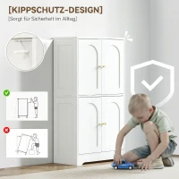 HOMCOM Comodă Bucătărie din Lemn cu 2 Dulapuri, 4 Uși, 2 Rafturi Reglabile, pentru Sala de Masă, Living, Alb(m-7)