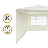 Cenador Desmontable para Jardín con 2 Paredes y Ventana, 270x270x240 Cm, Blanco(m-3)