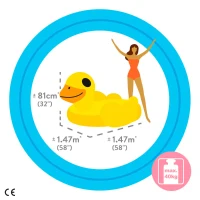 Pato Hinchable Infantil con 2 Asas y 2 Cámaras, 147x147x81 Cm, Amarillo(m-4)