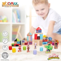 Bloques de Madera Spidey y Su Superequipo, 50 Piezas, 18x18x18,5 Cm, Multicolor(m-4)