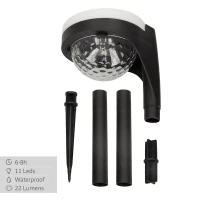 Pack 2 Focos Solares LED Doble Luz Cálida, Ø12x49 Cm, Negro y Blanco(m-5)