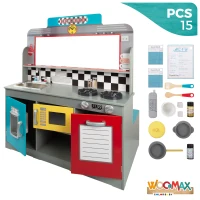 Cocinita y Bar Retro 2 en 1, 90,2x58,4x104,1 Cm, Madera(m-8)