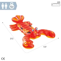 Colchoneta Hinchable Langosta INTEX con 4 Asas, 137x213 Cm, Rojo y Amarillo(m-4)