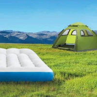 Colchoneta Hinchable para Camping 2 Capas Laminadas, 72x189x15 Cm, Blanco y Azul(m-7)