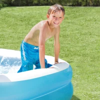 Piscina Hinchable Familiar Rectangular 2 Anillos Vinilo 0,30 Mm, 203x152x48 Cm, Azul(m-4)