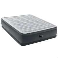 Colchón Hinchable Doble Dura-Beam Deluxe Fiber-Tech con Bomba Eléctrica, 152x203x46 Cm, Gris(m-1)