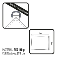 Toldo Vela Aktive Rectangular Reforzado, 300x200x0 Cm, Blanco(m-3)