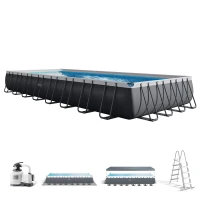 Piscina Desmontable Ultra XTR Frame Intex con Depuradora de Arena, 975x488x132 Cm, Gris Oscuro(m-1)