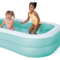 Piscina Hinchable Familiar Rectangular de 2 Aros, 229x152x48 Cm, Azul(m-2)