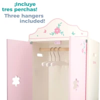 Armario de Muñecas de Madera Woomax, Cierre Magnético, 34x23x55 Cm, Rosa y Blanco(m-3)