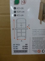Cocinita Heladería de Madera 2 en 1 con 25 Accesorios, 59,7x39,4x108,6 Cm, Madera Natural(m-11)