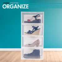Pack 6 Cajas Zapatos Apilables Antivuelco 35x27x18,5 Cm, Semitransparente(m-7)