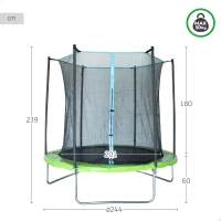 Cama Elástica Infantil Aktive con Red de Seguridad, Estructura Galvanizada, 244x244x239 Cm, Azul(m-4)