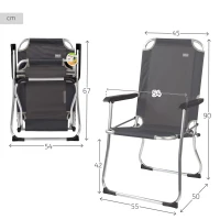 Silla Plegable Alta de Aluminio con Respaldo Fijo, 45x50x90 Cm, Gris Antracita(m-4)