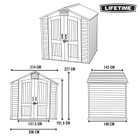 Caseta de Jardín Ultrarresistente con Suelo Antideslizante, 214x142x227 Cm, Madera(m-10)