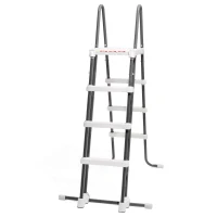 Escalera de Seguridad para Piscina Elevada, 172x124x122 Cm, Gris(m-1)