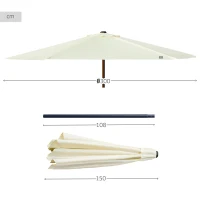 Sombrilla para Jardín Hexagonal Doble Polea, 300x300x250 Cm, Crema(m-4)