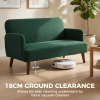 HOMCOM Velvet Feel Fabric 2 Seater Sofa, Small Sofa Loveseat with 21cm Thick Padding and Wood Legs, Dark Green(m-6)