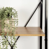 Estantería Escalera Acero y Madera 4 Estantes, 34x32x148 Cm, Negro(m-5)