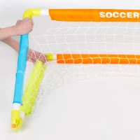 Portería de Fútbol Infantil Plegable con Mini Balón y Piquetas, 100x60x60 Cm, Naranja, Azul y Verde(m-6)