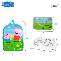 Mochila Infantil Peppa Pig Set Creativo con Pizarras y Figuras, 25x11x31 Cm, Azul(m-7)