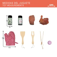 Barbacoa de Juguete Portátil con Pizarra y 9 Accesorios, 60x30x66,5 Cm, Madera(m-7)