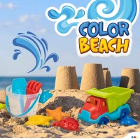 Set de Playa Camión Articulado con Cubo, 30x16x20 Cm, Multicolor(m-8)