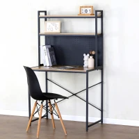 Escritorio Max Home con Estantería y Tablero Perforado, 85x50x148 Cm, Negro(m-2)