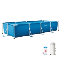 Piscina Tubular Rectangular Metal Frame con Depuradora 2.006 L/h, 450x220x84 Cm, Azul
