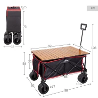 Carro Playa Aktive Plegable 2 en 1 con Mesa Desmontable, 35x27x75,5 Cm, Azul(m-4)