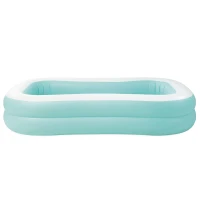 Piscina Hinchable Familiar Rectangular de 2 Aros, 229x152x48 Cm, Azul(m-3)