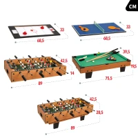 Mesa Multijuegos Sobremesa 4 en 1 Madera, 89x42,5x28,5 Cm, Marrón(m-4)