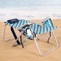 Silla de Playa Baja Plegable Multiposición XL Aluminio, 48x78x95 Cm, Azul(m-3)