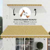 Outsunny Markise Sonnenschutz Sonnendach, 3, 5 m x 2,5 m, Gelb + Grau(m-6)