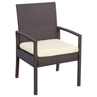 Conjunto Muebles de Jardín 2 Sillones y Mesa con Cojines, 54,5x59x79 Cm, Marrón Oscuro(m-6)