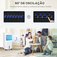 HOMCOM Climatizador Refrigerador de Ar Portátil 3 em 1 com 3 Velocidades Controlo Remoto Temporizador 7,5h Ecrã LED 37x32x78 cm Branco(m-7)