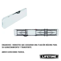 Banco Plegable Ultrarresistente 454 Kg con Protección UV, 183x29x42 Cm, Blanco(m-2)