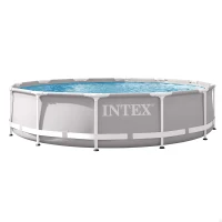 Piscina Desmontable Redonda Prisma Frame con Estructura Metálica, 366x366x76 Cm, Gris(m-1)