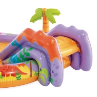 Centro de Juegos Acuático Hinchable Dino Park con Tobogán y Rociador, 201x157x69 Cm, Multicolor(m-7)