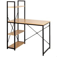 Escritorio 2 en 1 con Estantería Integrada, 120x64x120 Cm, Negro(m-1)